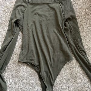 American Eagle Outfitters Ribbed Green Bodysuit